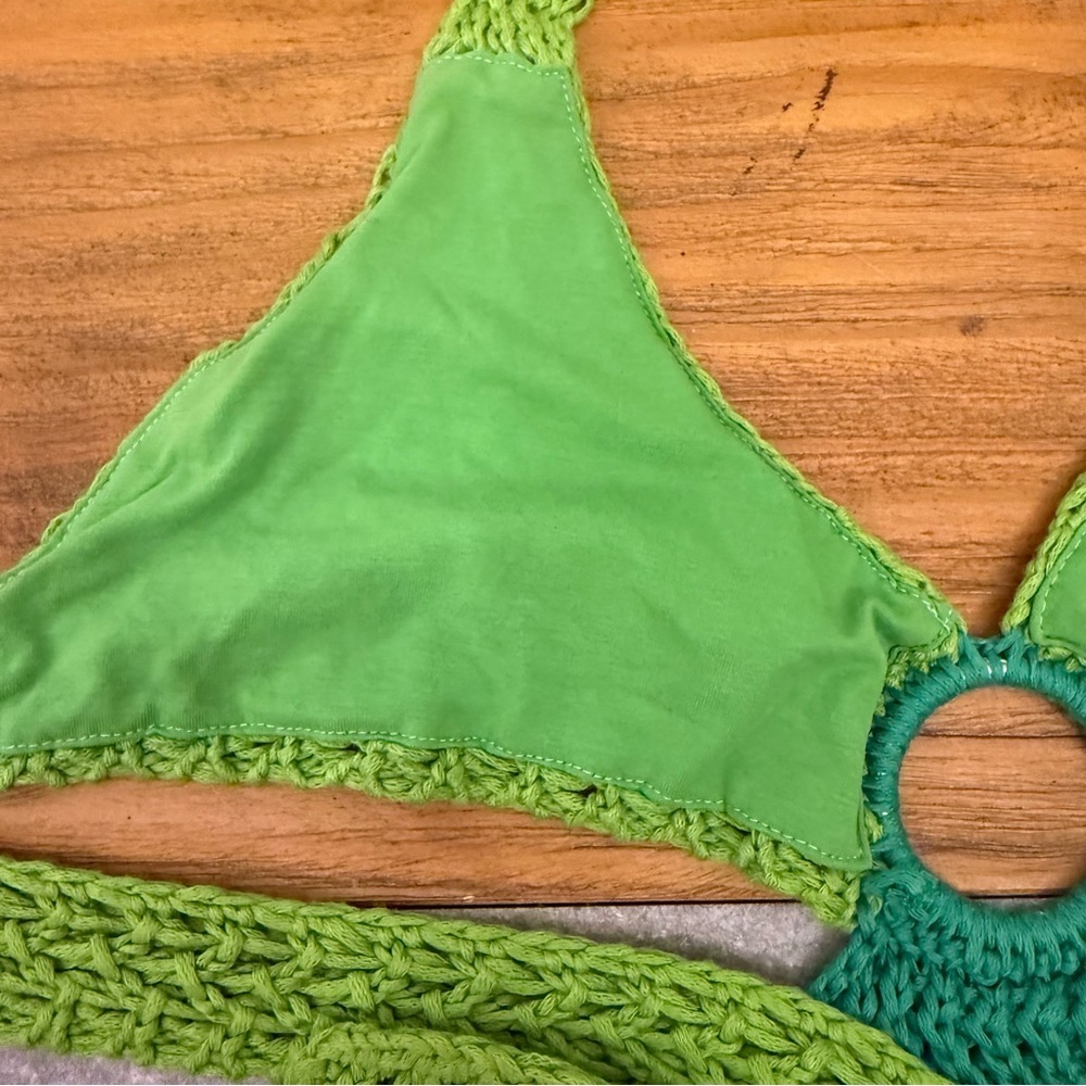 Peppermayo Haven Crochet Cut-Out Maxi Dress Green Two-Tone Size S/M - Picture 5 of 11